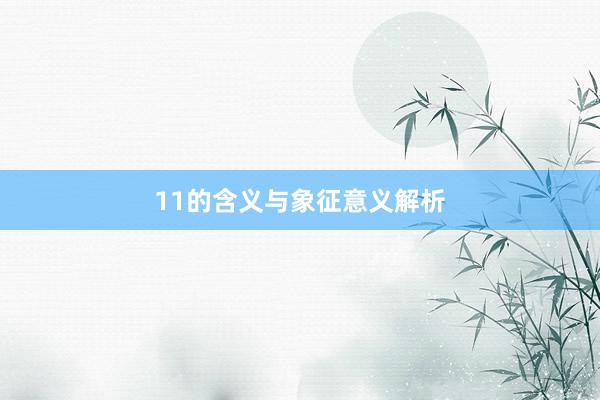 11的含义与象征意义解析