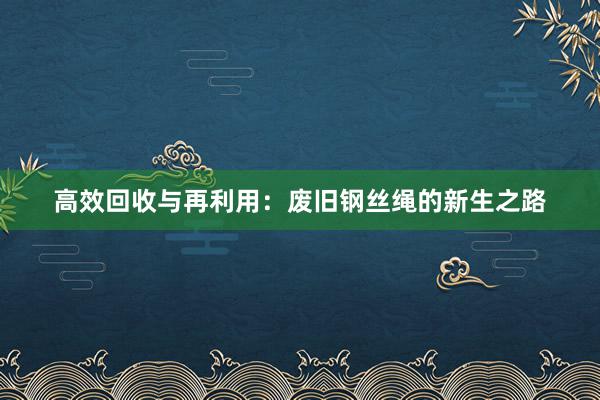 高效回收与再利用：废旧钢丝绳的新生之路